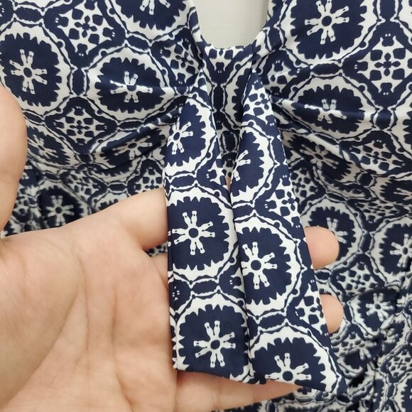 Xhilaration Women's Navy White Geometric Print Ruched Side Halter Swim Tankini S - Picture 3 of 7